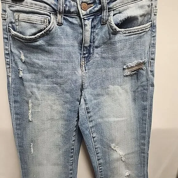 Flying Monkey - Mid Rise Split Hem Distressed Flare Jeans Women's Size 25 - Picture 4 of 15